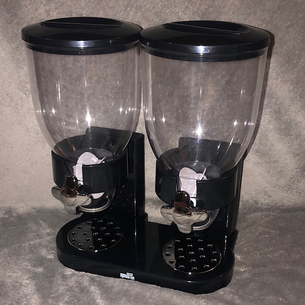 Honey-Can-Do black and chrome double dry food dispenser